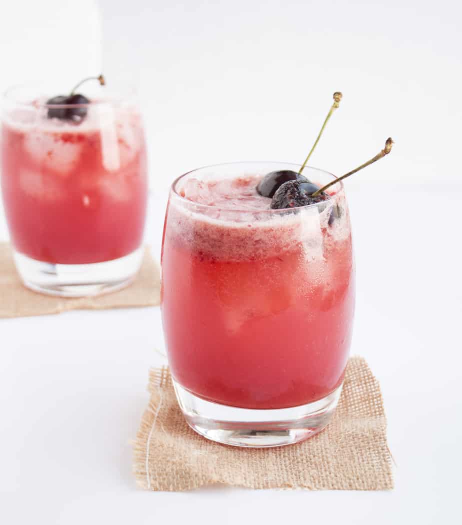 Refreshing sugar free cherry and lemon cocktail perfect for summer drinks