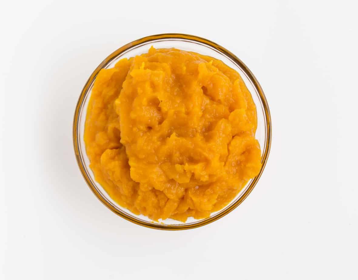 Easy Homemade Pumpkin Puree in glass dish