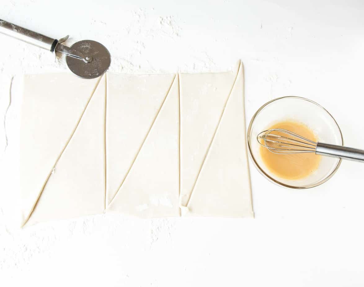 Pastry cut into triangles