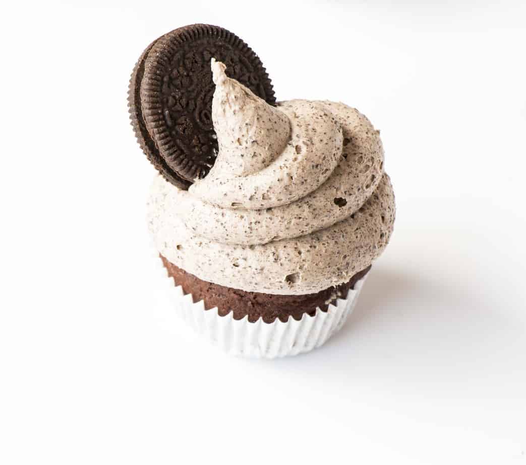 Double Chocolate Oreo Cupcakes and frosting.