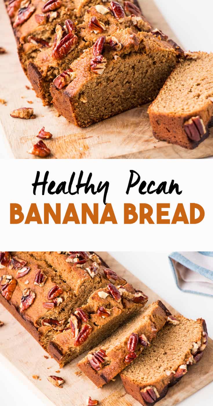 Healthy Pecan Banana Bread cut into slices