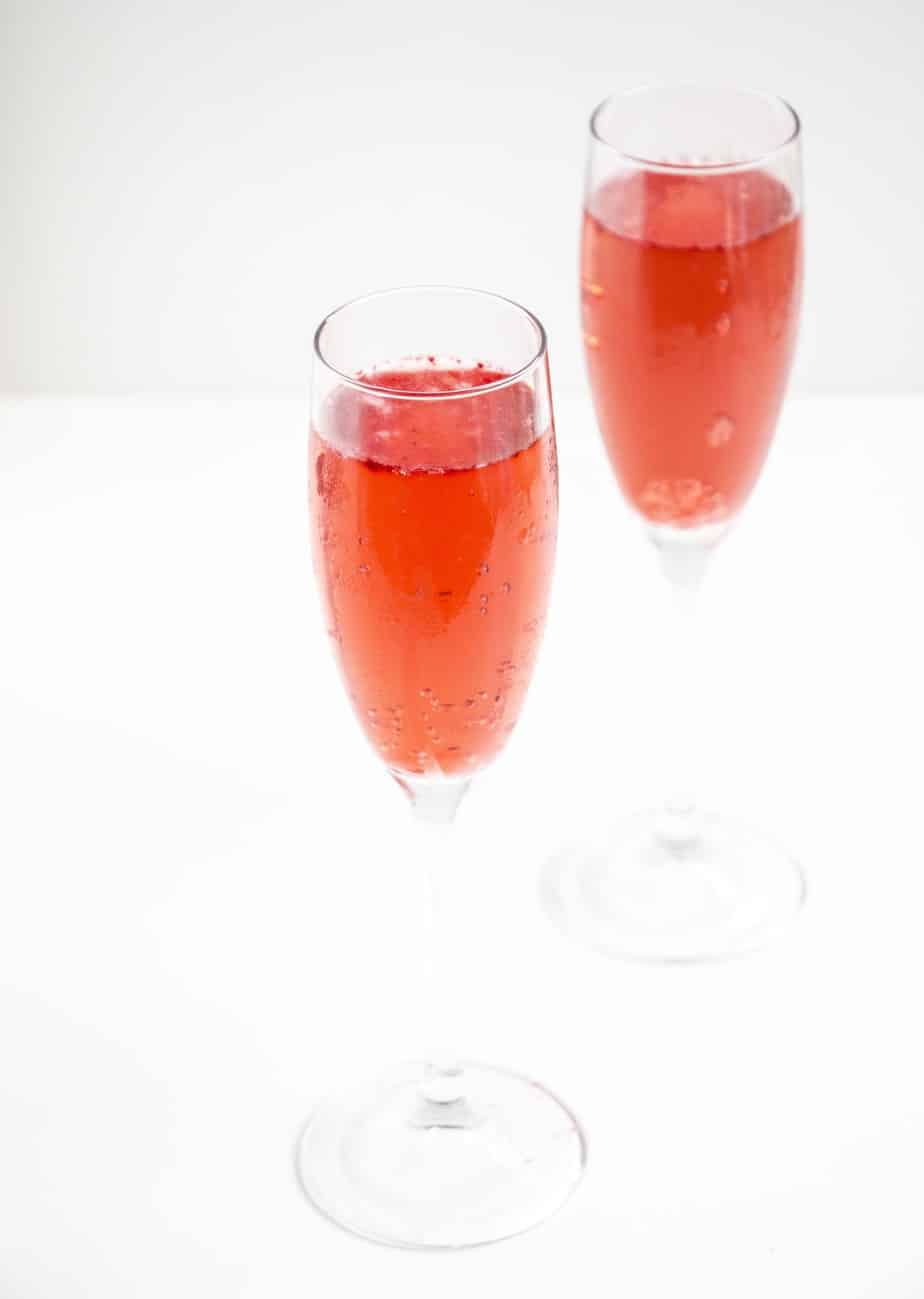Two champagne glasses with jelly.