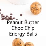 Delicious Peanut Butter Choc Chip Energy Balls that require no baking and take only 2min to make. Healthy, vegan and gluten free.