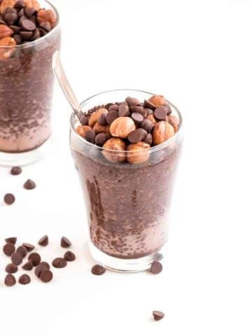Easy healthy, vegan Chocolate Hazelnut Chia Pudding. The perfect on the go breakfast.