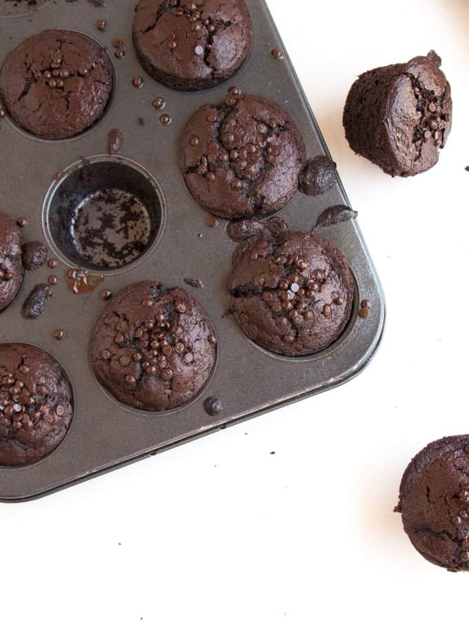 Dark Chocolate Vegan Muffins. Delicious, healthy and easy to make