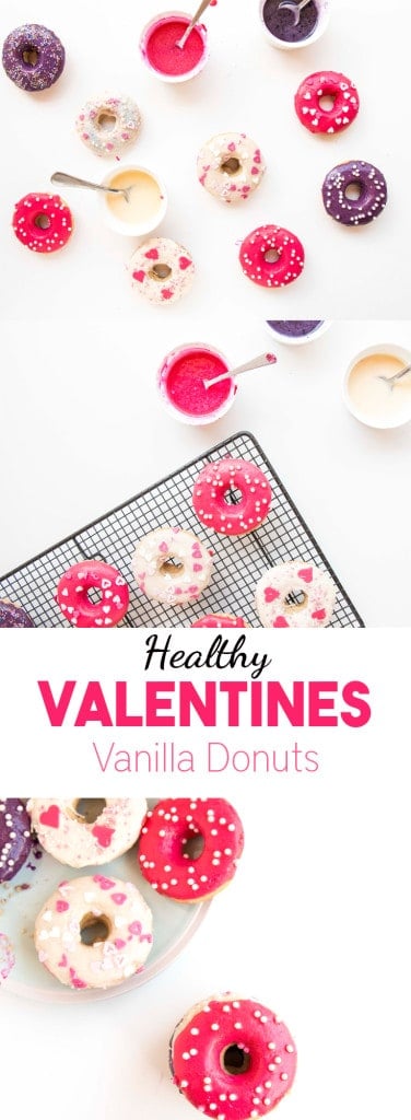 Healthy Valentines Vanilla Donuts. Vegan, low in fat and simply beautiful and delicious.