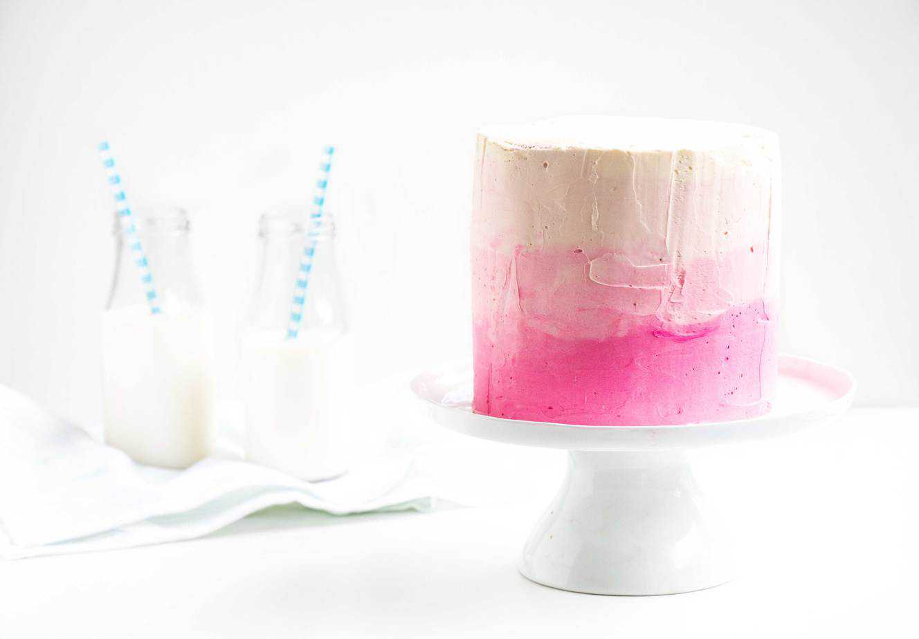 Champagne Ombre Cake & Soft Italian Meringue Buttercream - A deliciously delicate cake that has beautiful soft flavours and is perfect for valentines day or any birthday party.
