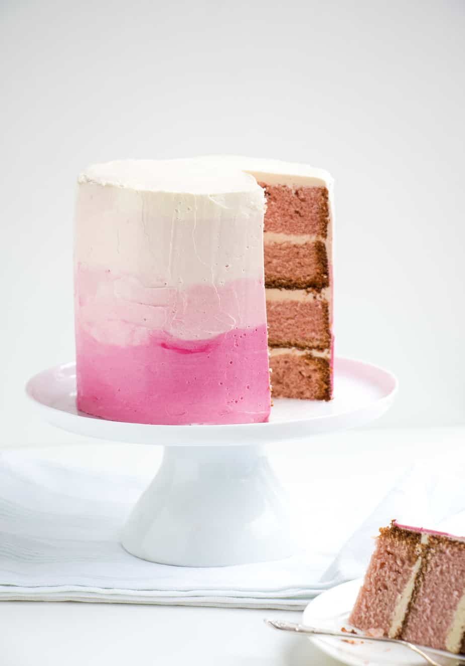 Pink Ombré Valentines Cake - The Little Blog Of Vegan