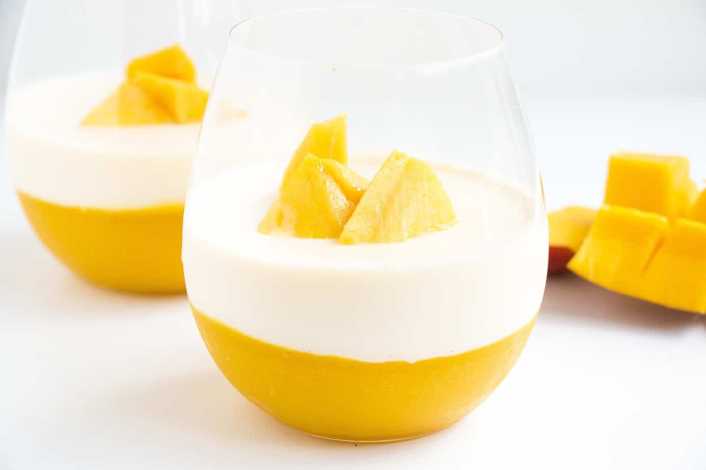 Refreshing Mango Panna cotta - A simple, beautiful dessert that tastes like summer in a glass.