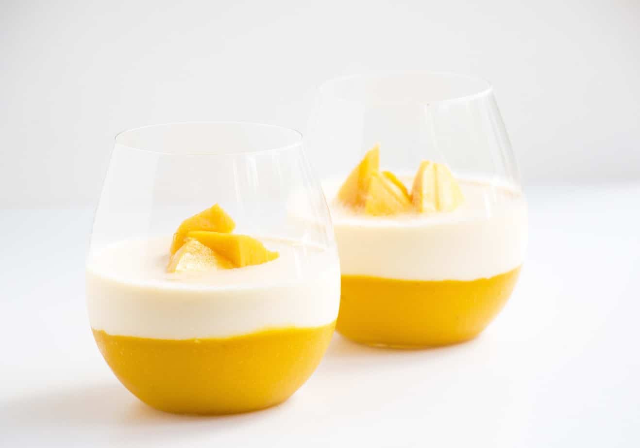 Refreshing Mango Panna cotta - A simple, beautiful dessert that tastes like summer in a glass.