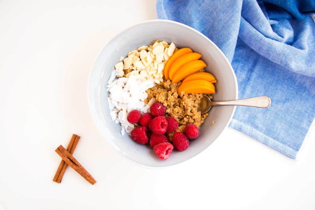 Cinnamon and Peach Quinoa Porridge - A delicious, extremely healthy breakfast packed with protein. The perfect way to start any day.