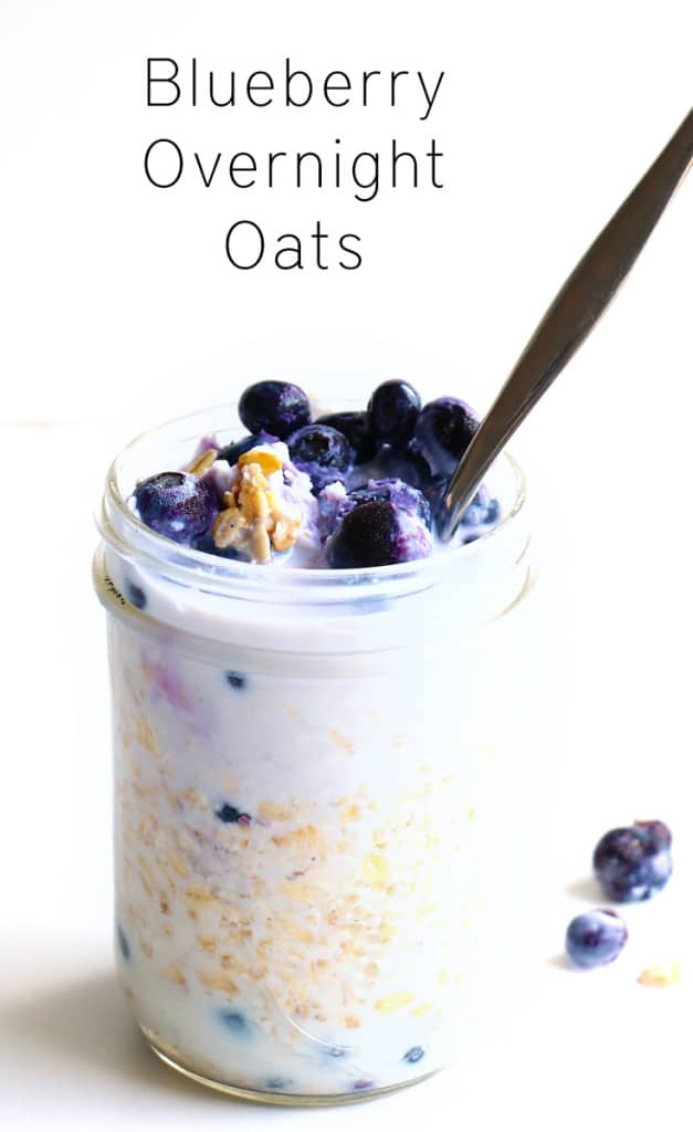Creamy Blueberry Overnight Oats - A delicious, easy to make breakfast recipe that will be ready and waiting for you when you wake up in the morning. Vegan and gluten free.
