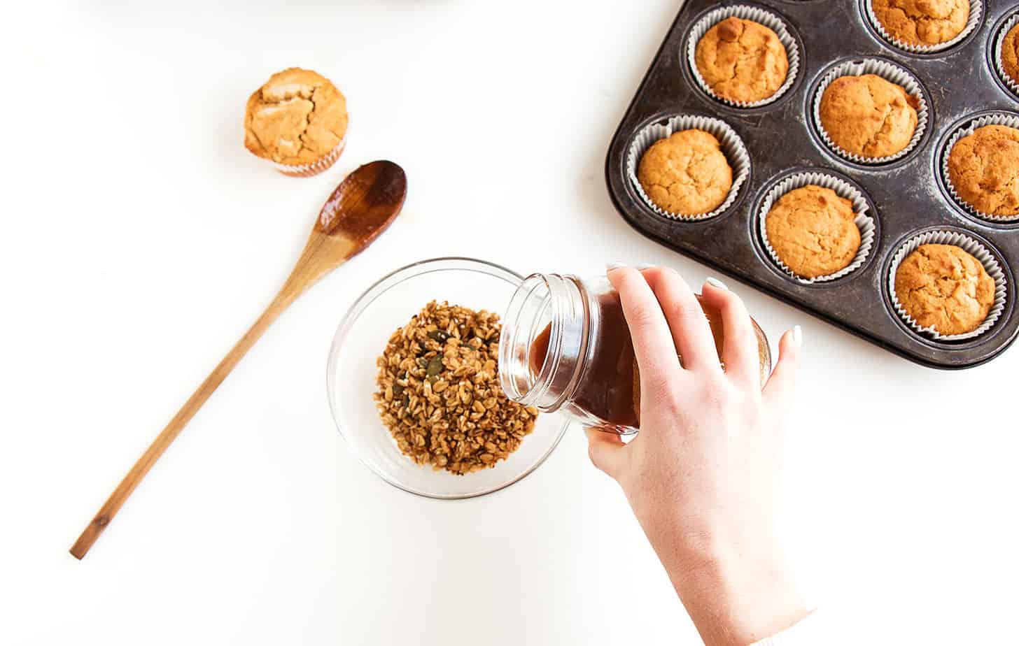 Salted Caramel Banana Bread Muffins - Vegan, gluten free and refined sugar free muffins that are simply delicious and decadent.