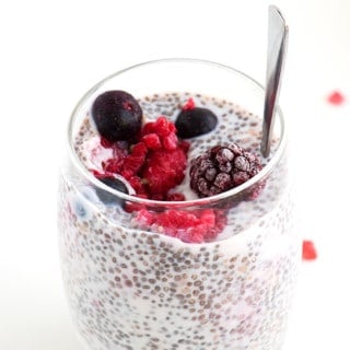 Simple Berry Chia Pudding - A delicious, easy to make breakfast that is packed with protein. Completely gluten-free and vegan. Everything you could ever want from an on the go breakfast.