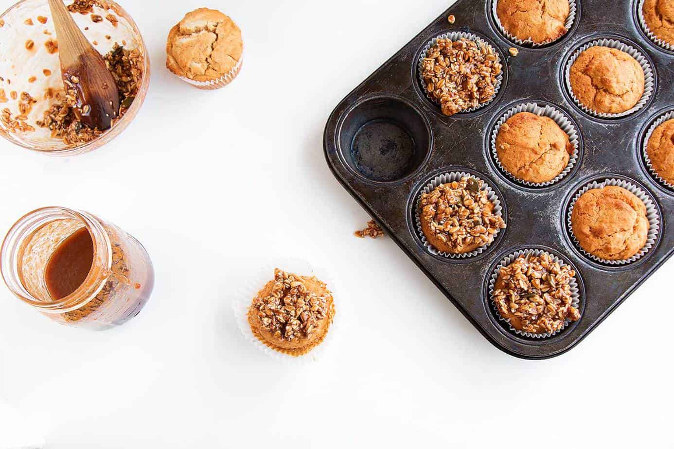 Muffins in a baking tray
