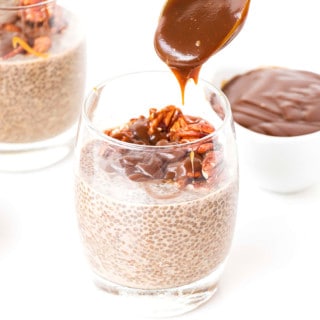 This vegan, refined sugar free Salted Caramel & Pecan Chia Pudding recipe is the perfect easy and healthy breakfast. Packed with protein.