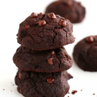 Healthy Double Chocolate Cookies - Delicious and decadent cookies that are vegan, gluten free, refined sugar free and made with coconut oil.