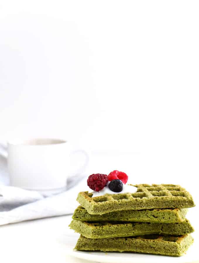 Matcha Gluten-Free Waffles - A easy to make breakfast option with the delicious and healthy flavours of matcha.