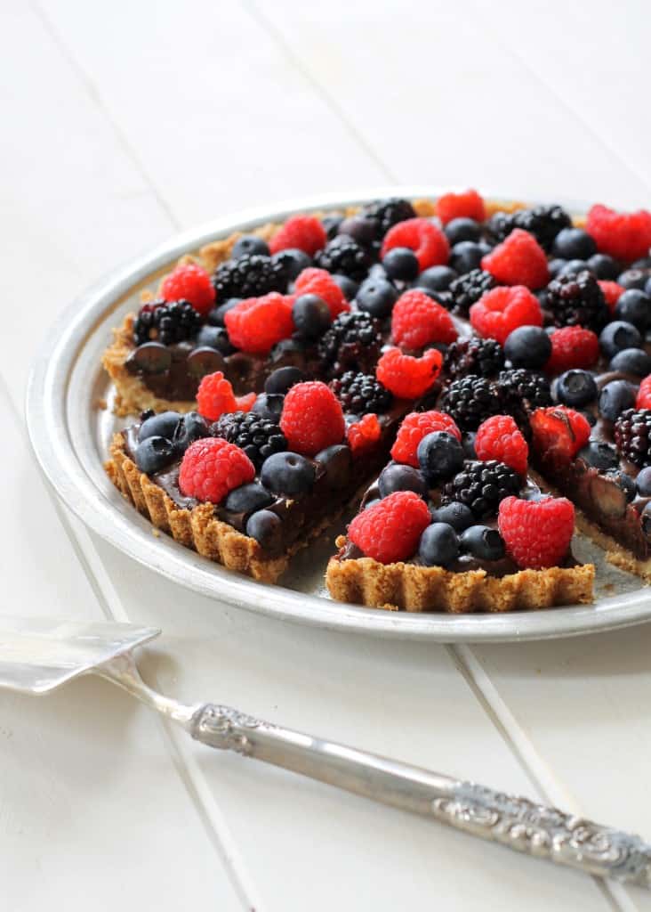 Chocolate tart with fresh berries.