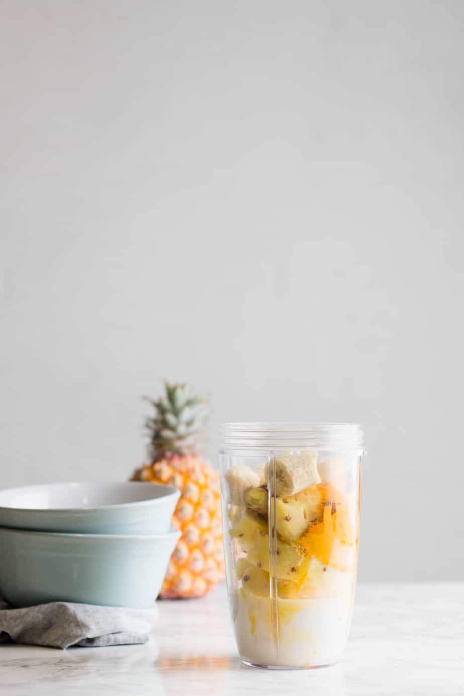 The ultimate healthy smoothie. This Turmeric Smoothie is packed with anti-inflammatory properties and vitamin C. Made with banana, ginger and pineapple.