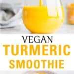 The ultimate healthy smoothie. This Turmeric Smoothie is packed with anti-inflammatory properties and vitamin C. Made with banana, ginger and pineapple.