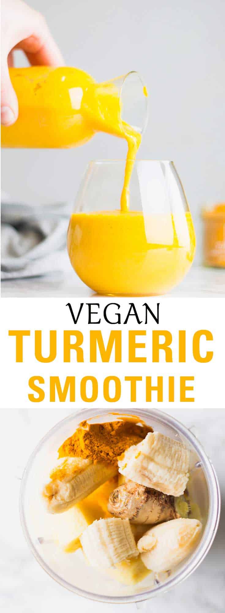 The ultimate healthy smoothie. This Turmeric Smoothie is packed with anti-inflammatory properties and vitamin C. Made with banana, ginger and pineapple.