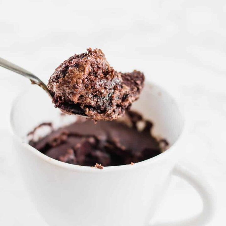 The ultimate healthy vegan chocolate mug cake that only takes a few minutes to whip up and is the perfect guilt-free treat! Easy and delicious!