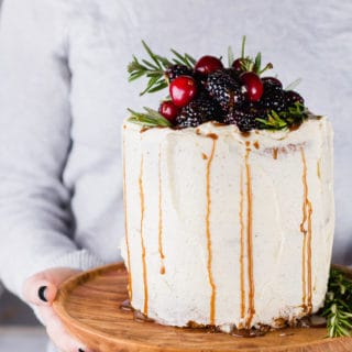 This Brown Butter Cake with Berries and Cinnamon Honey is the ultimate festive season treat. A delicious soft nutty cake, covered and filled with a brown butter buttercream. 