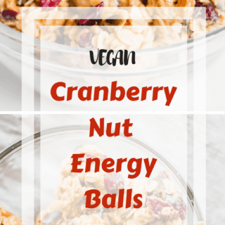 These Cranberry Nut Energy Balls are the perfect vegan, gluten-free snack. They require one bowl to make, are packed with protein and will satisfy that sweet tooth.