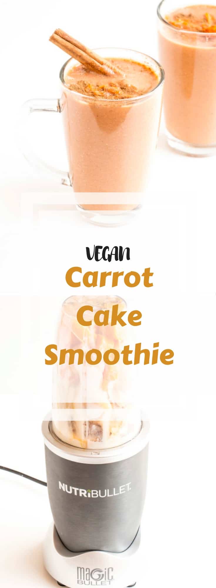 Easy to make vegan Healthy Carrot Cake Smoothie recipe. The perfect on the go breakfast or snack. Made with fresh carrots and a variety of warm spices.