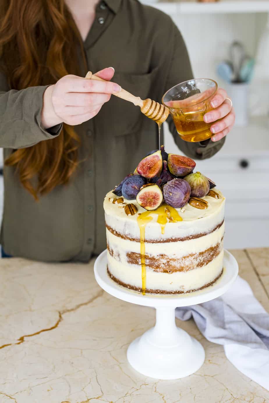 This Earl Grey Cake with Honey Mascarpone Frosting and Fresh Figs is the perfect recipe for World Baking Day, made with Stork Bake to keep it fresher for longer, it's bound to have everyone licking their plates clean.