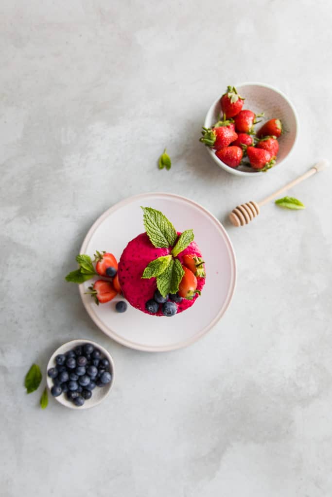 Strawberry Beetroot Detox Smoothie on a marble background.