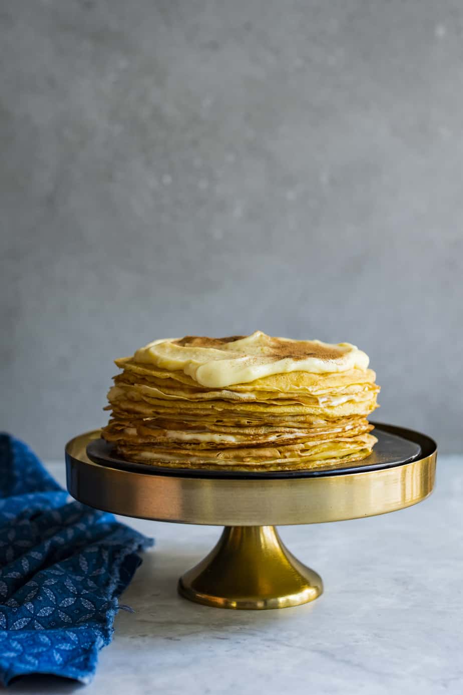 Layers of crêpes filled with a traditional South African milktart custard filling. This Milktart Crêpe Cake made with Stork Bake is the ultimate breakfast in bed or scrumptious dessert.