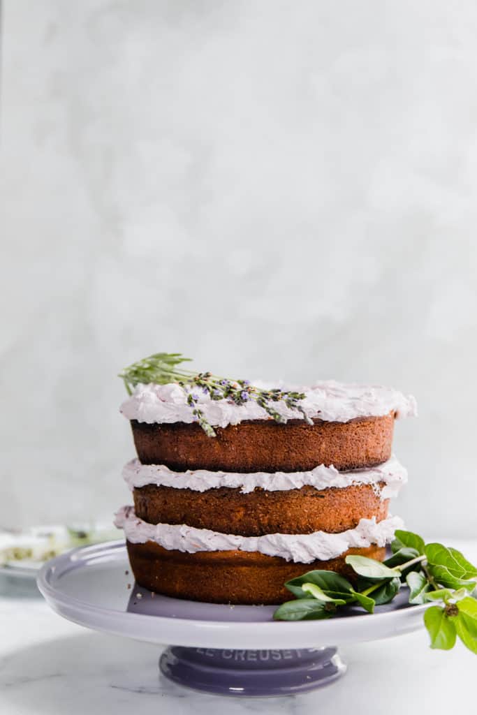 A quick and simple Rosemary & Lavender Naked Cake is exactly what your next celebration needs. Fluffy, flavorful, and fragrant - what more could you want?!