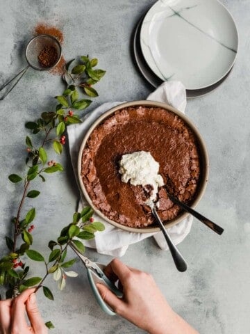 Only great things can come from combining a brownie with a pie. This Gooey Flourless Chocolate Brownie Pie is almost too good to be true! It is delicious, fudgey, rich, chocolatey indulgence at its best.