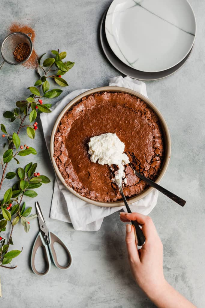 Only great things can come from combining a brownie with a pie. This Gooey Flourless Chocolate Brownie Pie is almost too good to be true! It is delicious, fudgey, rich, chocolatey indulgence at its best.