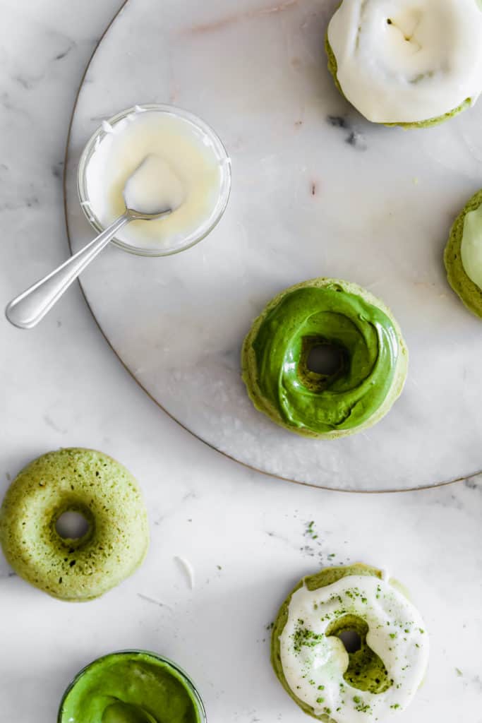 Baked Matcha Latte Donuts with Cream Cheese Glaze - Baking-Ginger