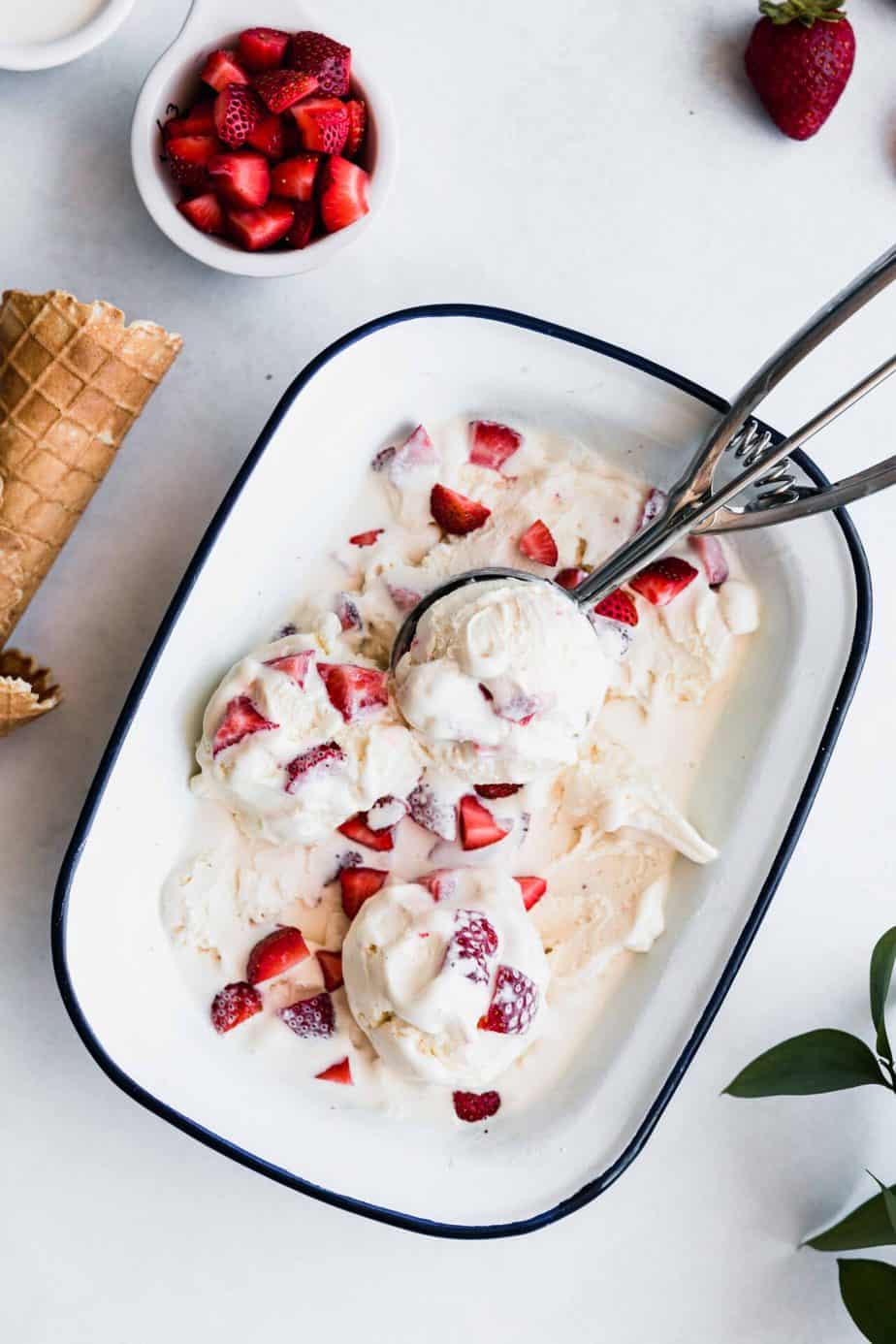 What could possibly be better than the combination of ice cream and cheesecake? This incredibly easy homemade Strawberry Cheesecake Ice Cream recipe uses only a few ingredients and makes the most delicious and creamy ice cream ever. 
