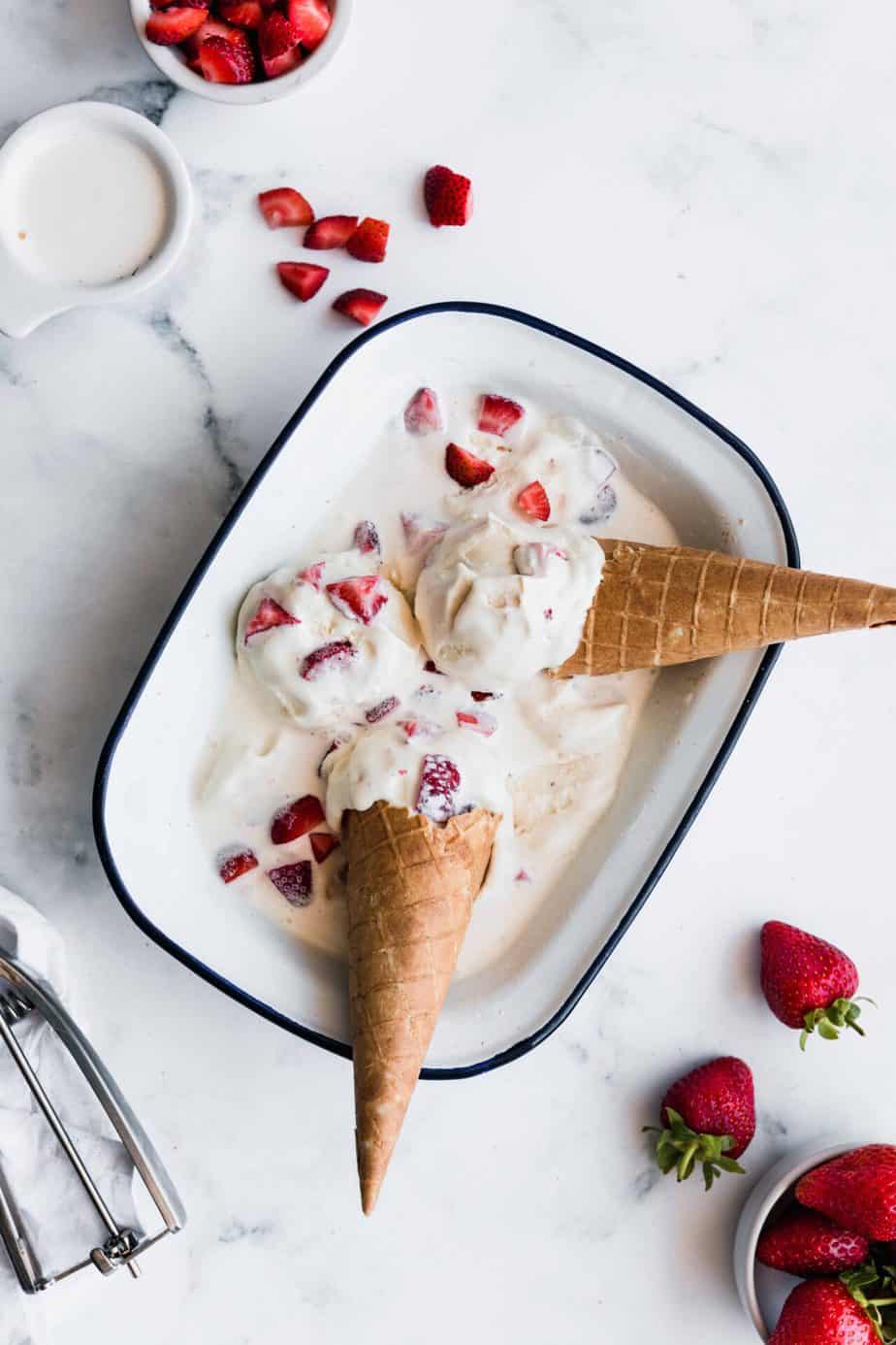 What could possibly be better than the combination of ice cream and cheesecake? This incredibly easy homemade Strawberry Cheesecake Ice Cream recipe uses only a few ingredients and makes the most delicious and creamy ice cream ever. 