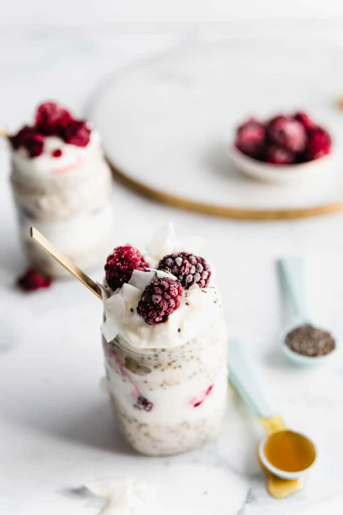 Take a minute to prep these easy Blackberry Coconut Overnight Oats Jars and you'll be waking up to oatmeal heaven! These jars are full of simple, yummy and healthy layers to start your day off beautifully with a creamy, no-fuss breakfast.