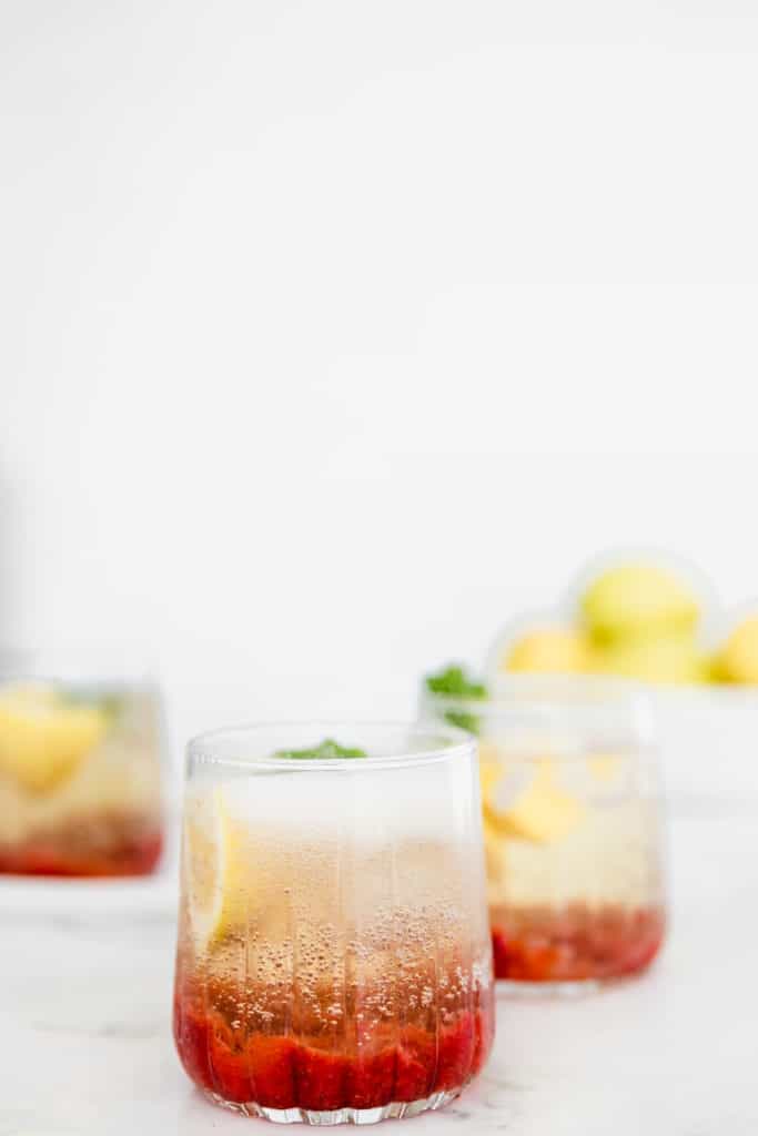 his sweet and fruity Strawberry Champagne Cocktail is deliciously refreshing. Made with fresh strawberries and lots of mint and ice, it is the perfect summer cocktail. I can't think of a better way to stay cool this summer! 