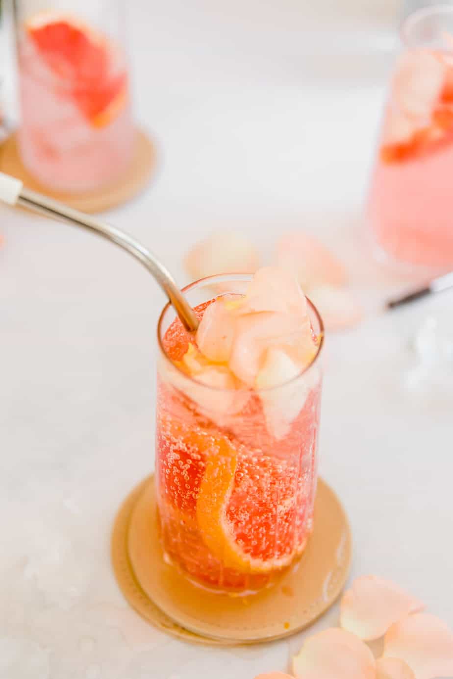Pink Grapefruit Gin Cocktail with Rose Water