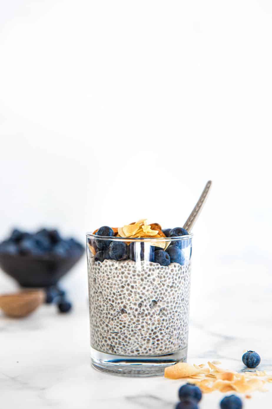 Chia Pudding in a glass with fresh berries