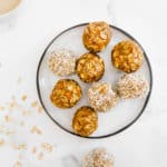 carrot cake energy balls with oatmeal on plate