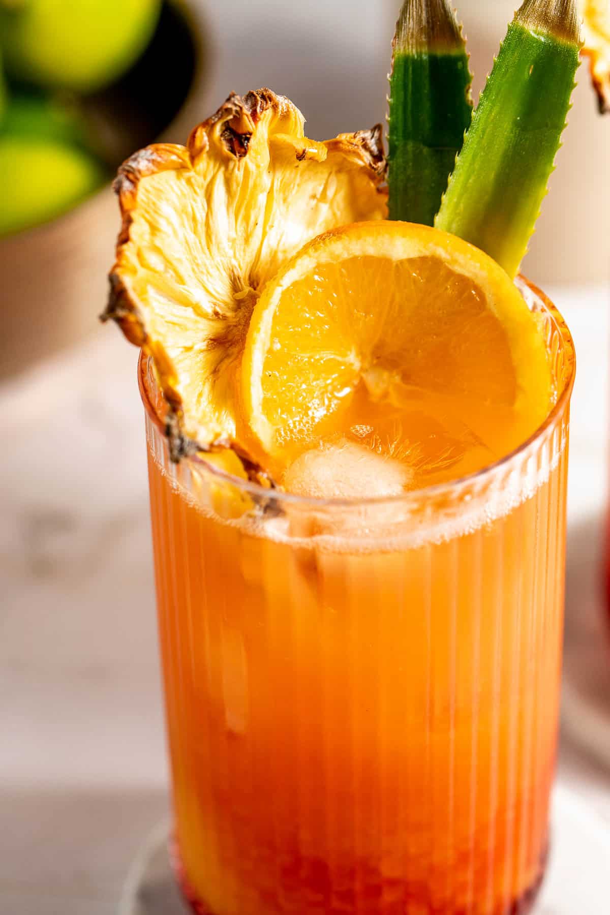 cocktail garnished with pineapple