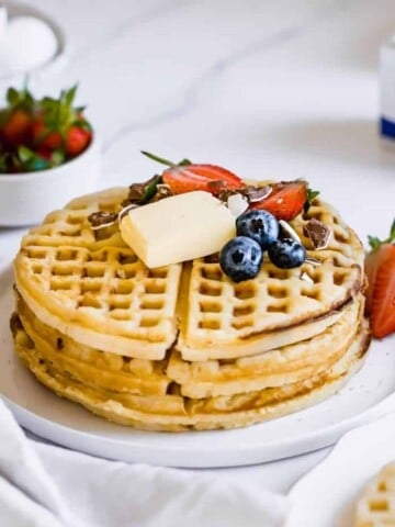 Nothing beats an Easter breakfast especially when it includes Easy Homemade Waffles. This recipe is a winner for a Easter breakfast or anytime of the year. You can make them ahead of the time, keep a stash in the freezer and heat them up whenever the craving hits.