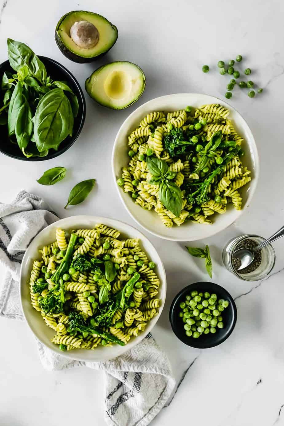 Vegan Broccoli Avocado Pesto Pasta with Peas {Vegan}- Baking-Ginger