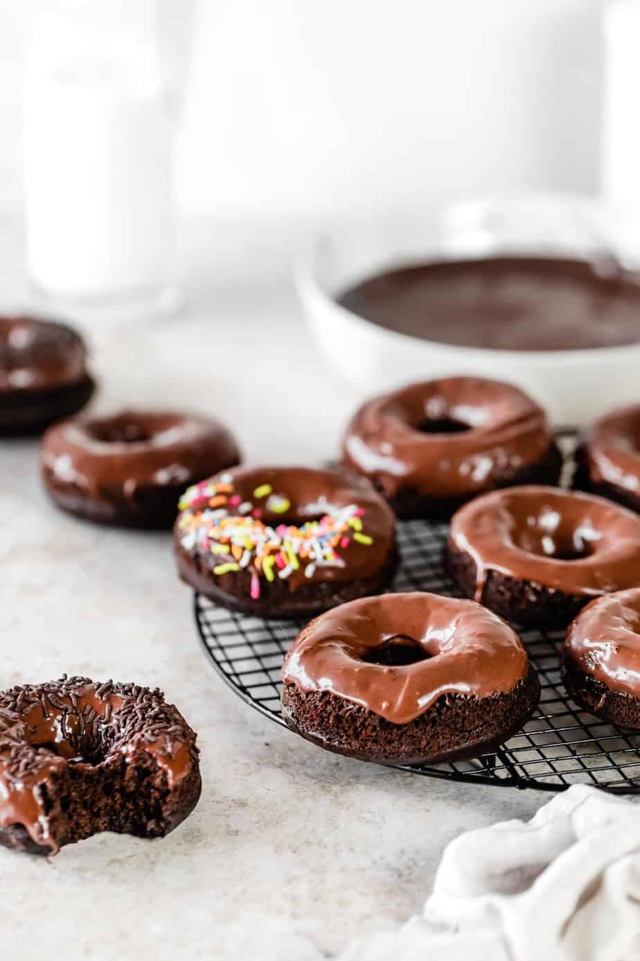Chocolate cake mix donuts with sprinkles