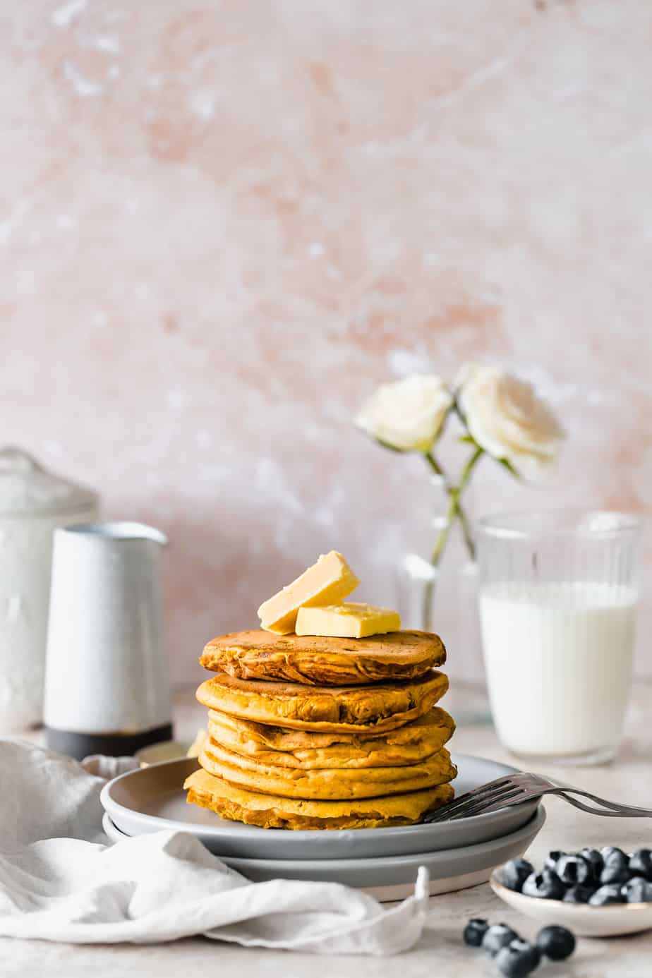 Vegan pancakes with berries.