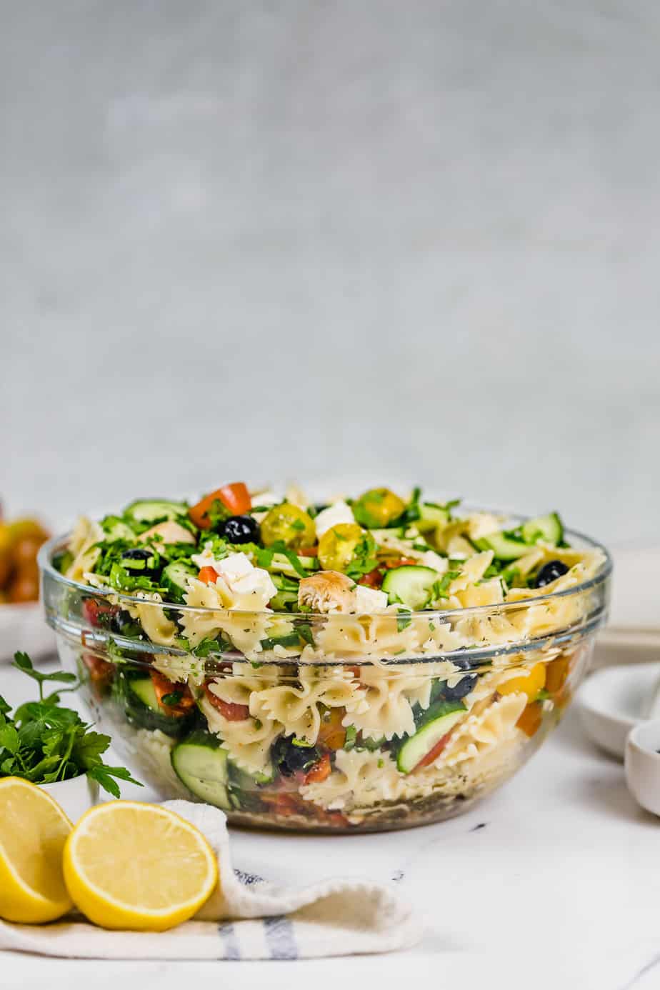 Greek Chicken Pasta Salad {made in one bowl} Baking-Ginger